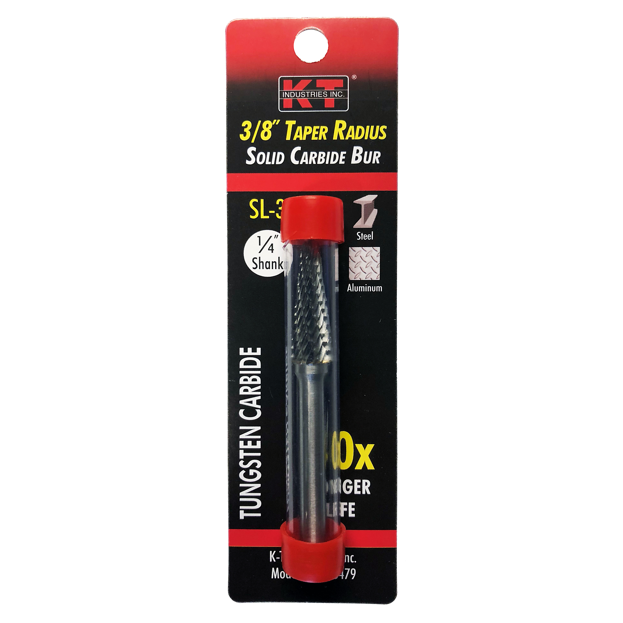 K-T Industries Solid Carbide Bur — 3/8in. Taper Radius, 1/4in. Shank, 40,000 RPM, Model# 5-8479